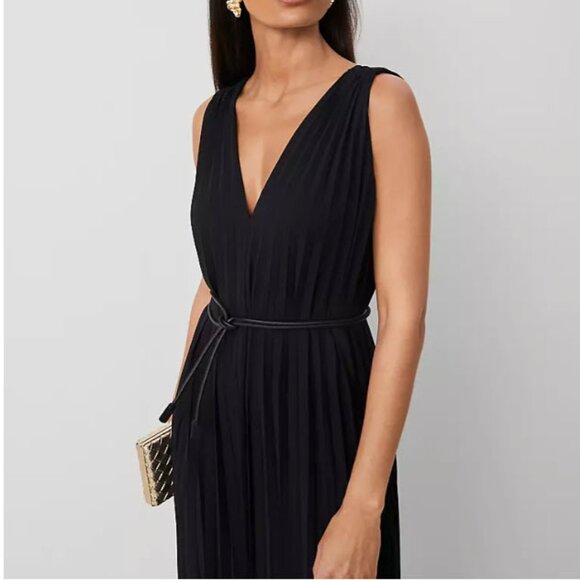 Black Flowing Pleated Ann Taylor Dress - Picture 4 of 4